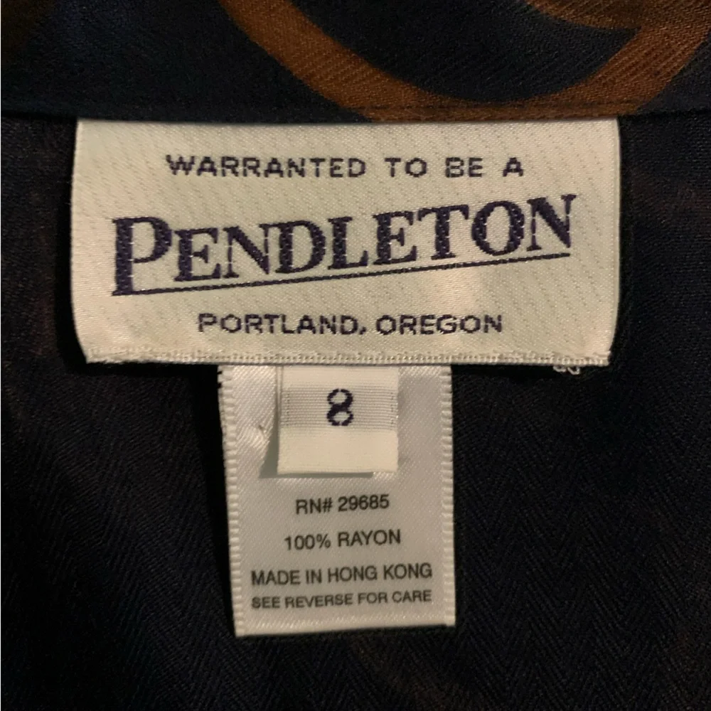 VTG Pendleton Size 8 Long Sleeve Equestrian Print Button Down Shirt - Picture 6 of 7